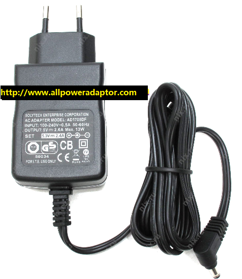 NEW SOLYTECH ENTERPRISE CORPORATION 5VDC 2.6A FOR AD1705DF AC ADAPTER